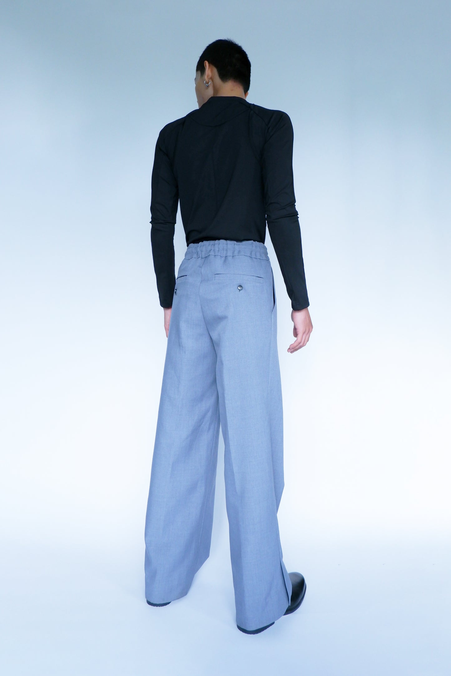 ELASTICATED SIDE VENT TROUSERS