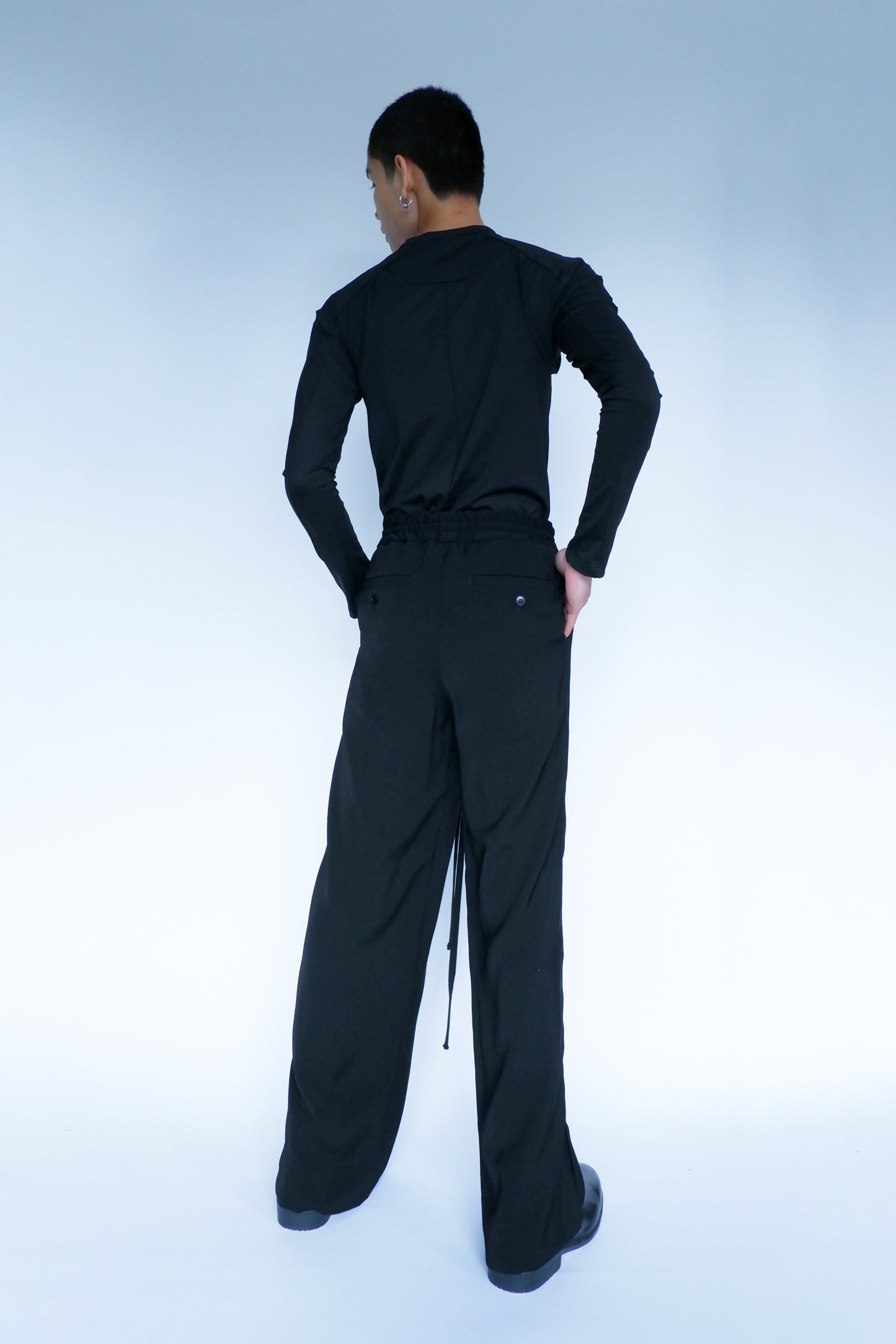 ELASTICATED SIDE VENT TROUSERS