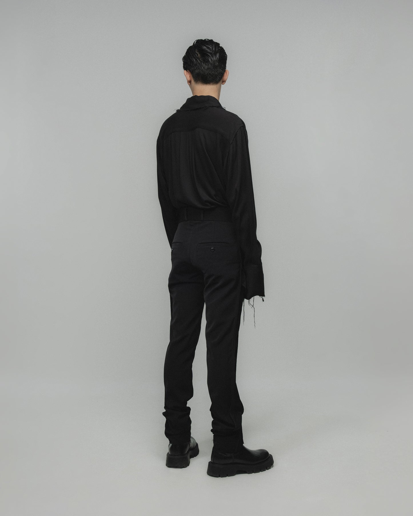 TAPERED EXPOSED POCKET TAILORED TROUSERS