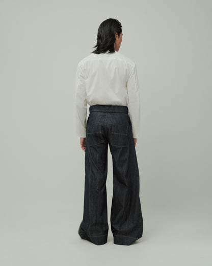 WIDE DENIM PANELLED TROUSERS