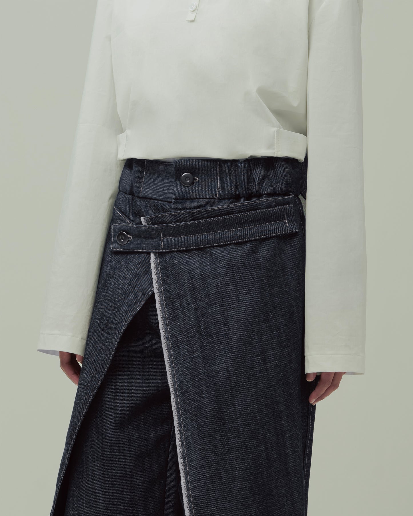 WIDE DENIM PANELLED TROUSERS