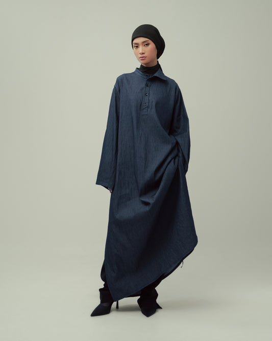 CHAMBRAY SLASHED COLLAR JUBAH