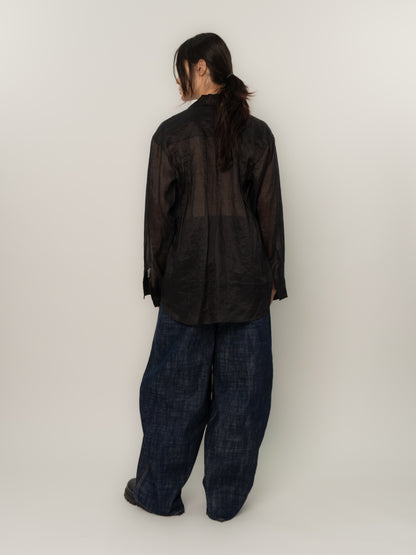 SHEER PINCHED SHIRT (BLACK)