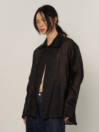 SHEER PINCHED SHIRT (BLACK)