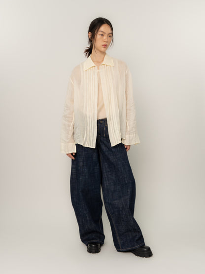 SHEER PINCHED SHIRT (BONE)