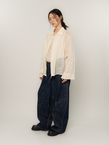 SHEER PINCHED SHIRT (BONE)