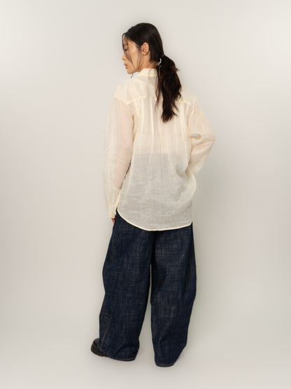 SHEER PINCHED SHIRT (BONE)