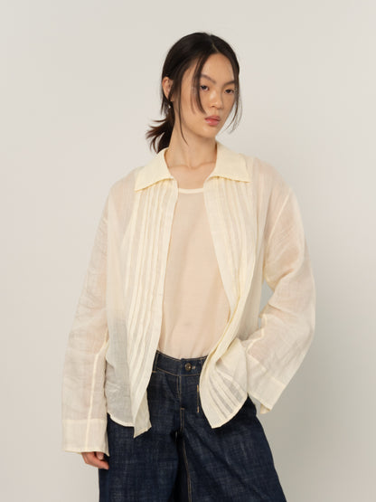 SHEER PINCHED SHIRT (BONE)