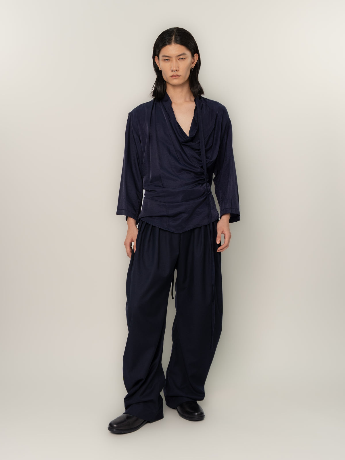 SHIFTED OPEN FRONT SHIRT (NAVY)
