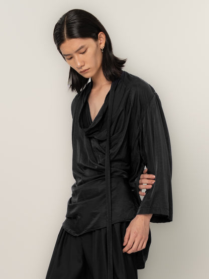 SHIFTED OPEN FRONT SHIRT (BLACK)