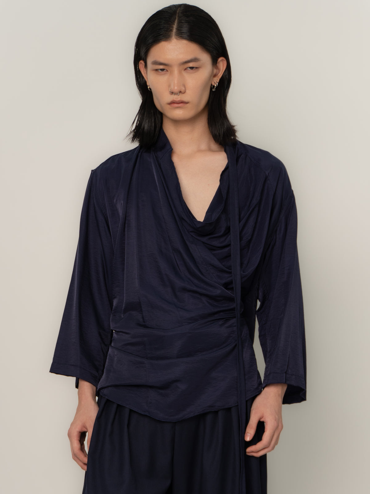 SHIFTED OPEN FRONT SHIRT (NAVY)