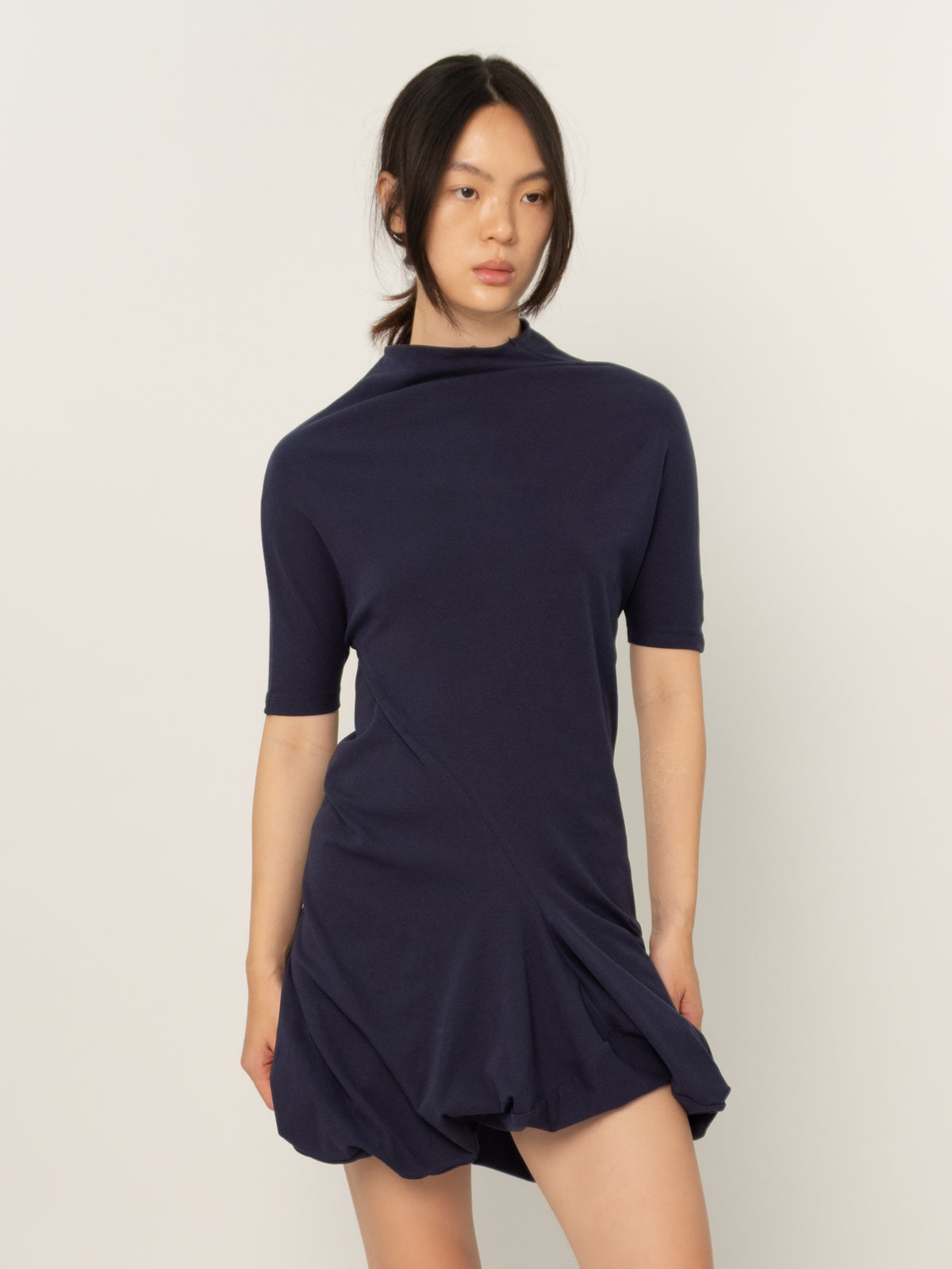 TWISTED KNIT DRESS (NAVY)