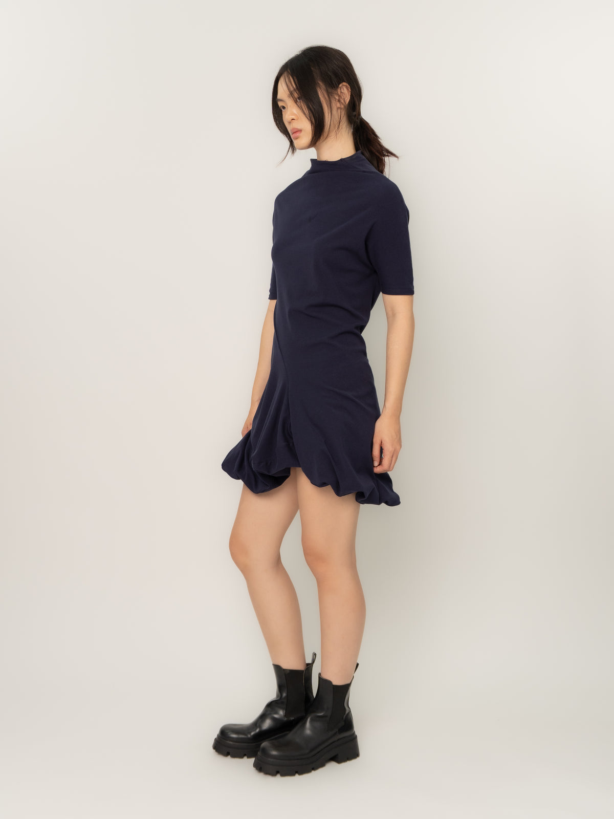 TWISTED KNIT DRESS (NAVY)