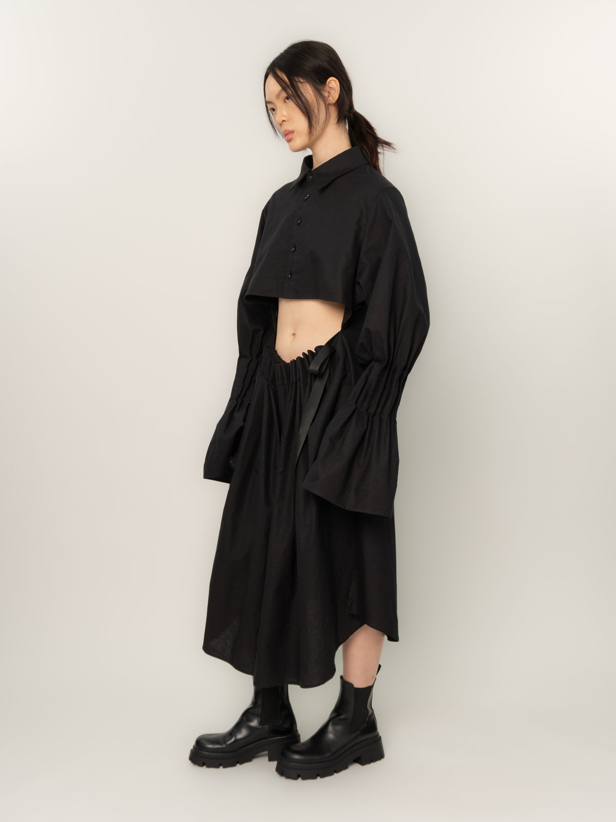 TWO-WAY SHIRT DRESS (BLACK)