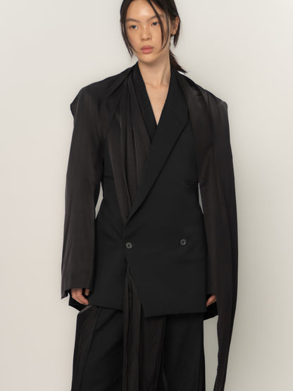 HUNCHED DRAPE BLAZER WITH TRAIN