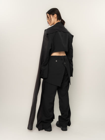 HUNCHED DRAPE BLAZER WITH TRAIN