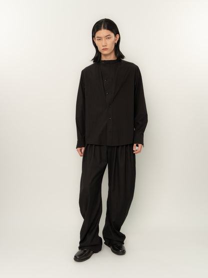 WIDE PLACKET L/S SHIRT (BLACK)