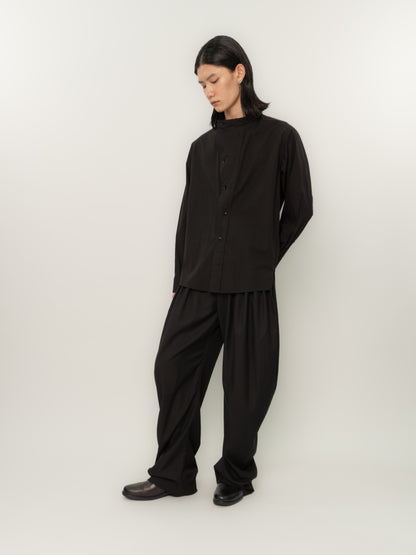 WIDE PLACKET L/S SHIRT (BLACK)