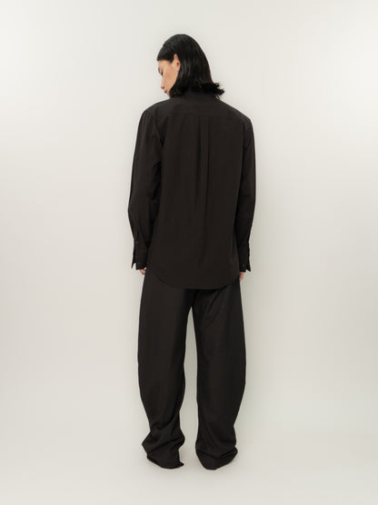 WIDE PLACKET L/S SHIRT (BLACK)