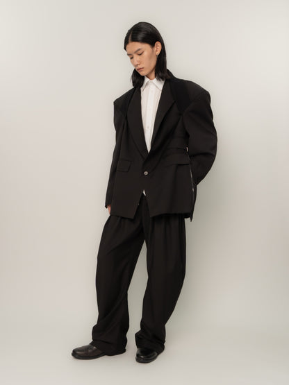 HUNCHED RIBBED TECHNICAL BLAZER