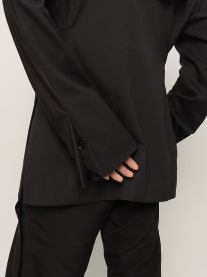 HUNCHED DRAPE DOUBLE BREASTED BLAZER (BLACK)