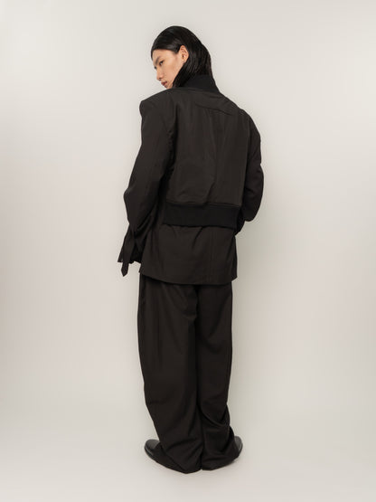HUNCHED RIBBED TECHNICAL BLAZER
