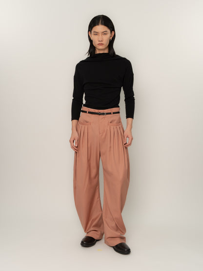 PLEATED POCKET TAILORED TROUSERS (PINK)