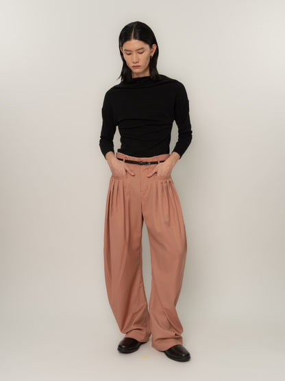 PLEATED POCKET TAILORED TROUSERS (PINK)