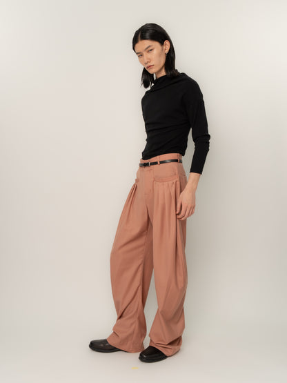 PLEATED POCKET TAILORED TROUSERS (PINK)