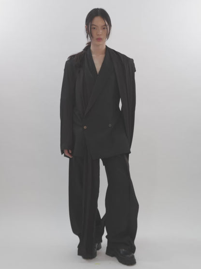 HUNCHED DRAPE BLAZER WITH TRAIN