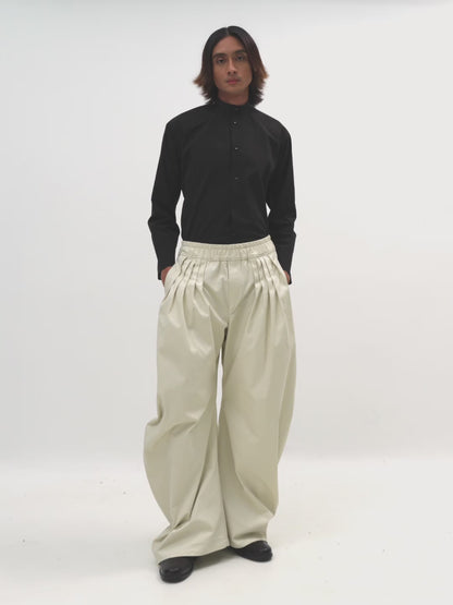 WIDE-CUT PINCHED TROUSERS