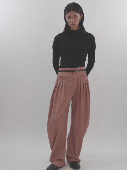 PLEATED POCKET TAILORED TROUSERS (BLACK)